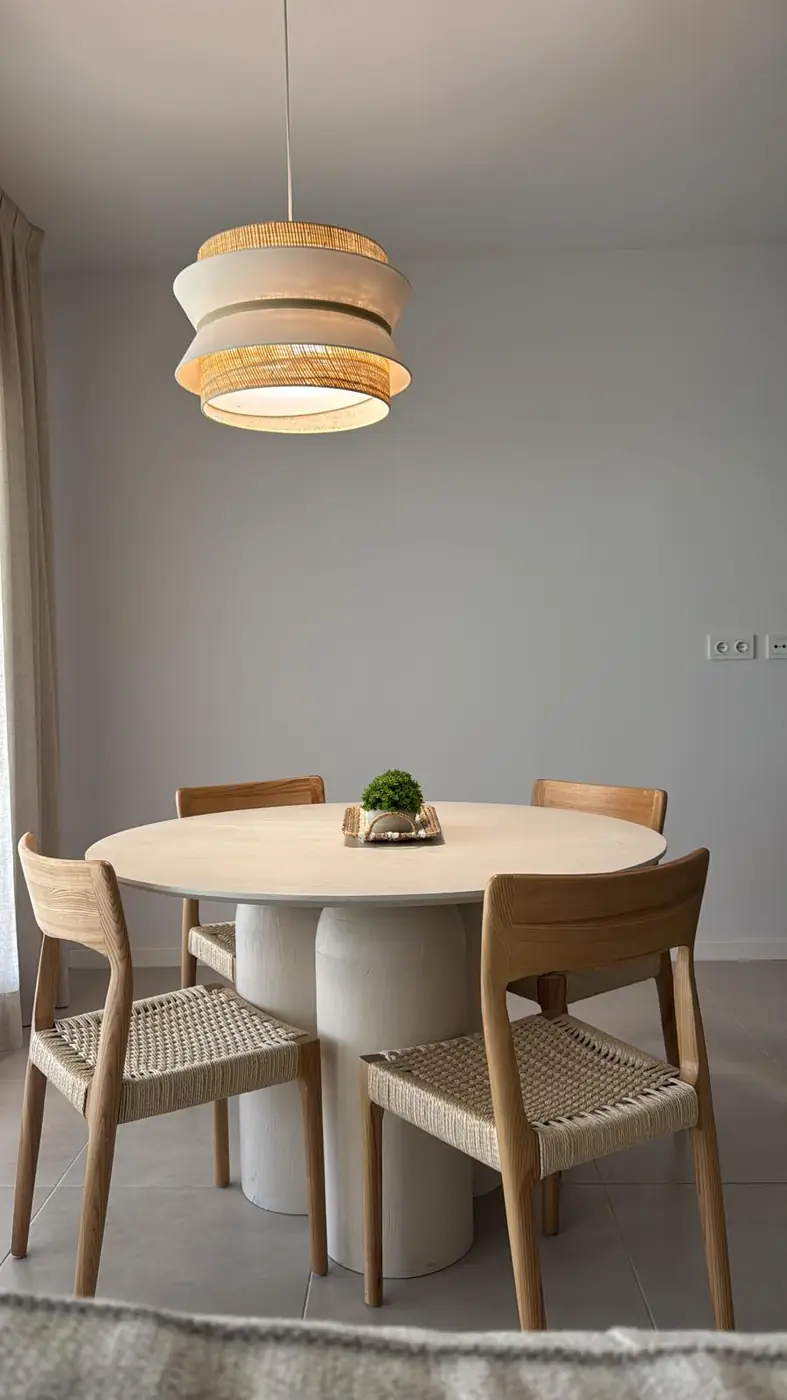 Comedor limpio con mesa redonda