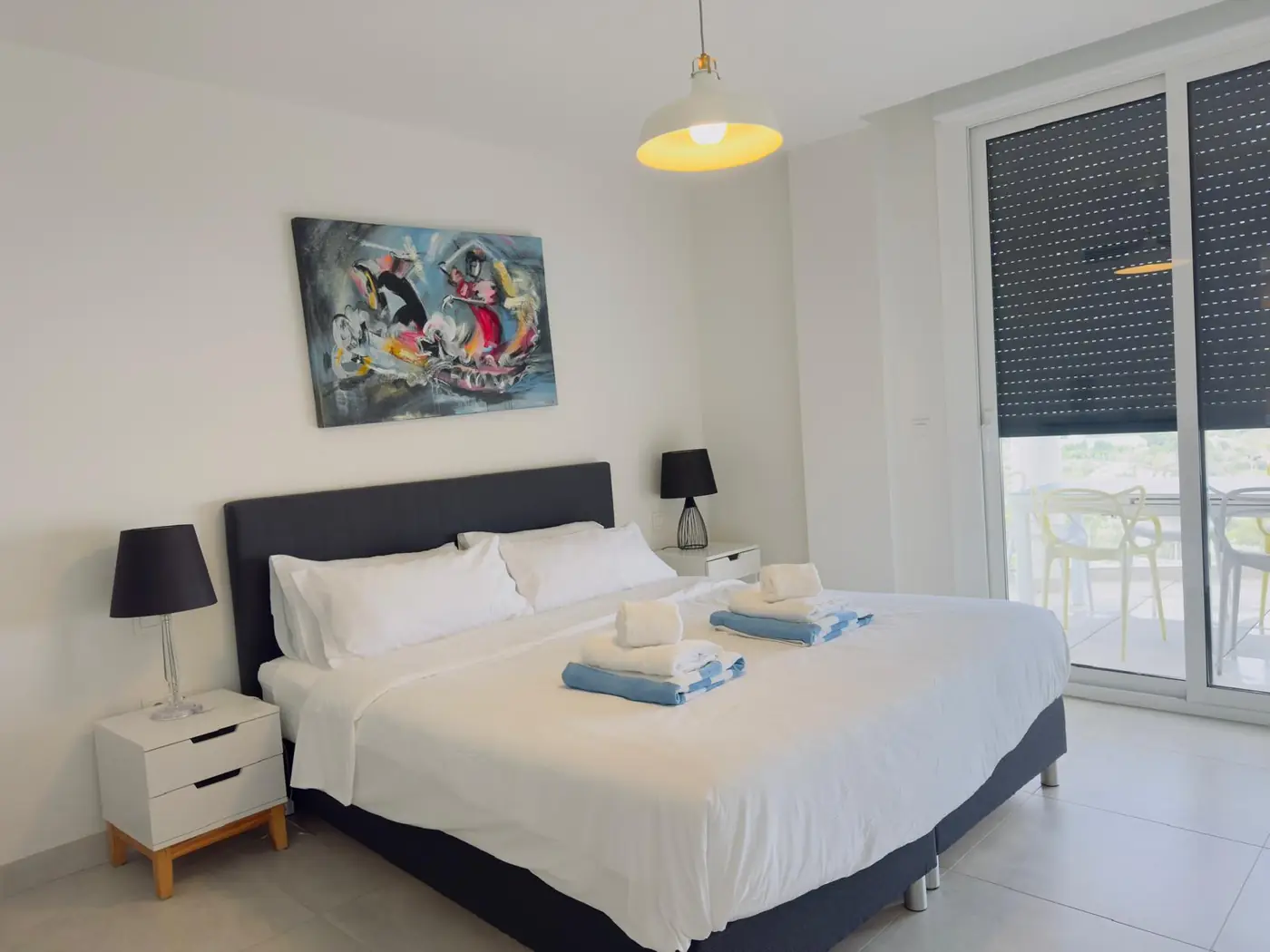 Bright bedroom prepared for arriving owners or guests